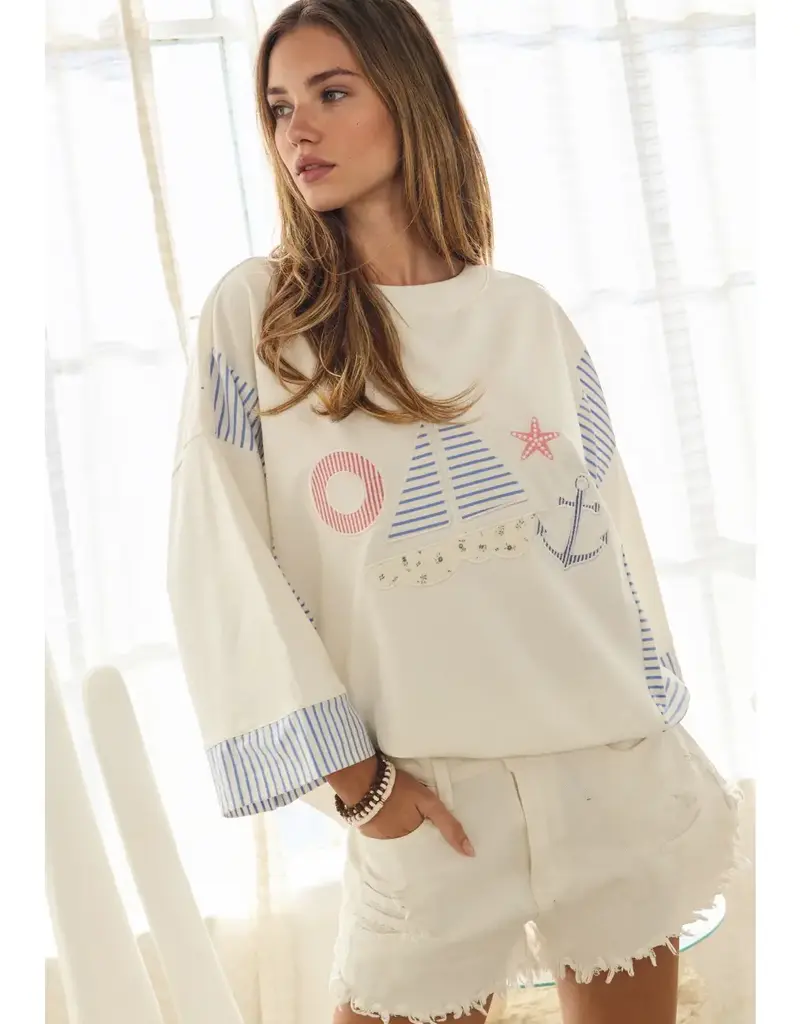 Saylor Nautical Sailboat Graphic Top