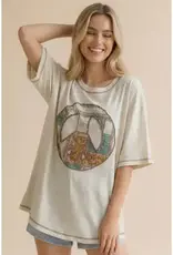 Peace Patch Slub Knit Color Block Top