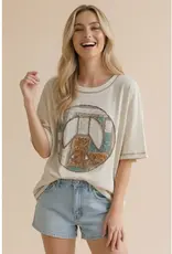 Peace Patch Slub Knit Color Block Top