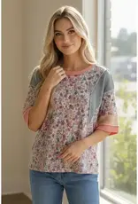 Presley Printed Color Block Half Sleeve Top