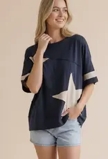 Star Patchwork Slub Knit Top