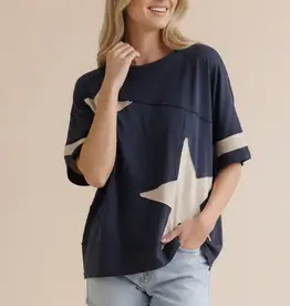 Star Patchwork Slub Knit Top