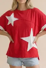Star Patchwork Slub Knit Top