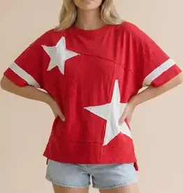 Star Patchwork Slub Knit Top