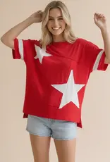 Star Patchwork Slub Knit Top
