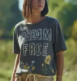 DREAM Free Floral Graphic Mineral Wash Top