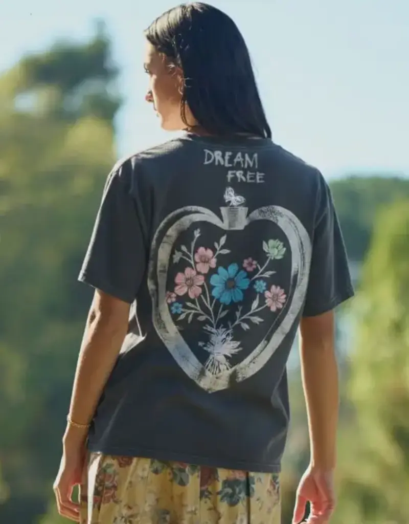 DREAM Free Floral Graphic Mineral Wash Top