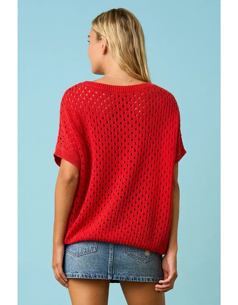 USA Star Patch Open KnitTop