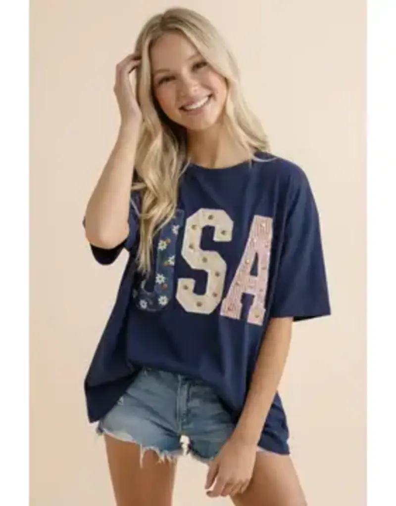 USA Studded Applique Tee