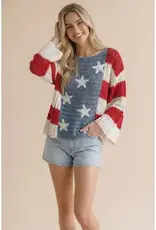Star and Stripe Crochet Knit Top
