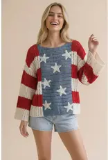 Star and Stripe Crochet Knit Top