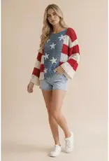 Star and Stripe Crochet Knit Top
