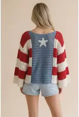 Star and Stripe Crochet Knit Top
