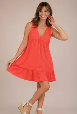 Summer Slub Knit Crochet Lace Trim Dress