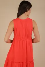 Summer Slub Knit Crochet Lace Trim Dress