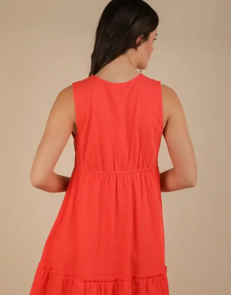 Summer Slub Knit Crochet Lace Trim Dress