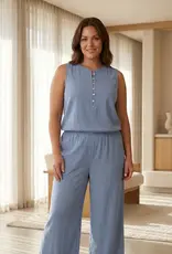 Textured Knit Henley Tank w/ Pant