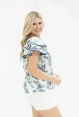 Valerie V-Neck Flutter Sleeve Floral Top