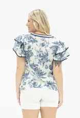 Valerie V-Neck Flutter Sleeve Floral Top