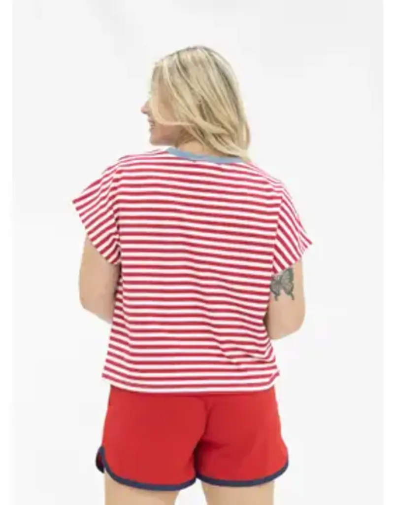 America's Birthday 1776 Aplique Stripe Top