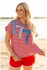 America's Birthday 1776 Aplique Stripe Top
