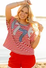 America's Birthday 1776 Aplique Stripe Top