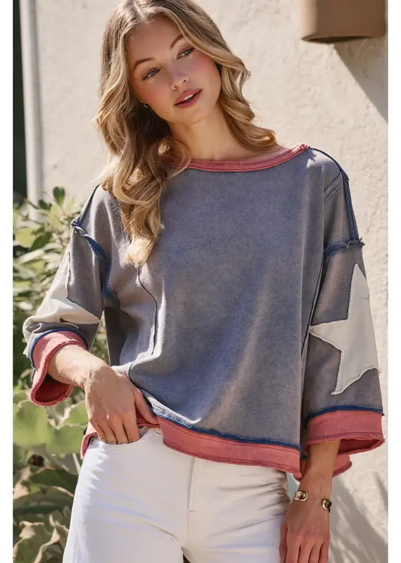 Marsha Star Vintage Mineral Wash Loose Fit Top