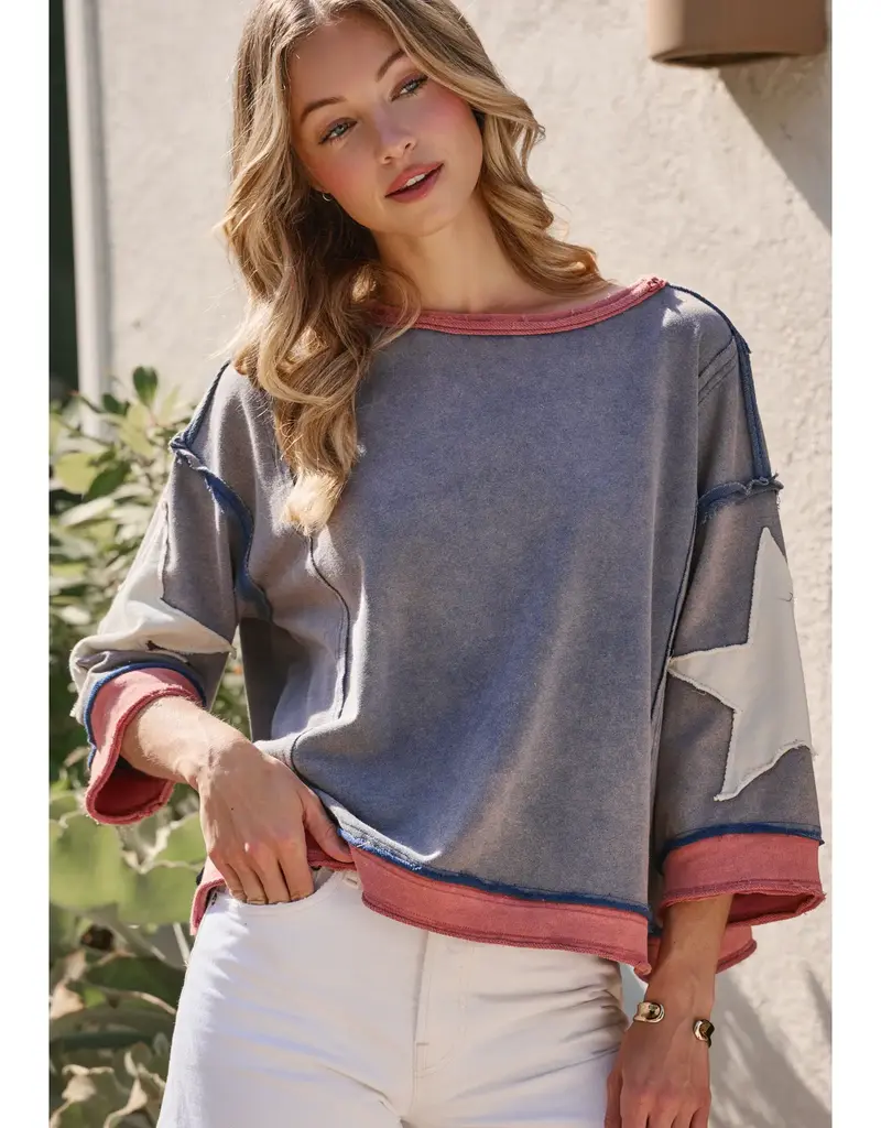 Marsha Star Vintage Mineral Wash Loose Fit Top