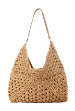 Dahlia Woven Straw Shoulder Bag  - KHAKI