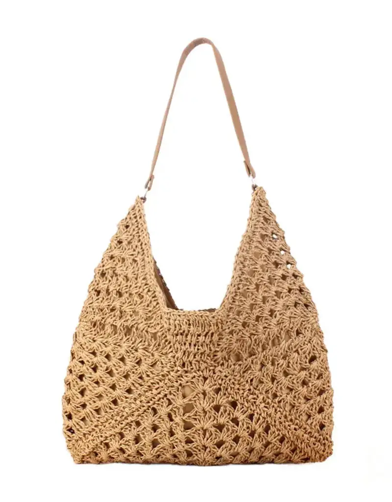 Dahlia Woven Straw Shoulder Bag  - KHAKI