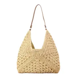 Dahlia Woven Straw Shoulder Bag  - STRAW