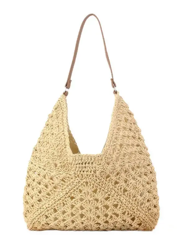 Dahlia Woven Straw Shoulder Bag  - STRAW