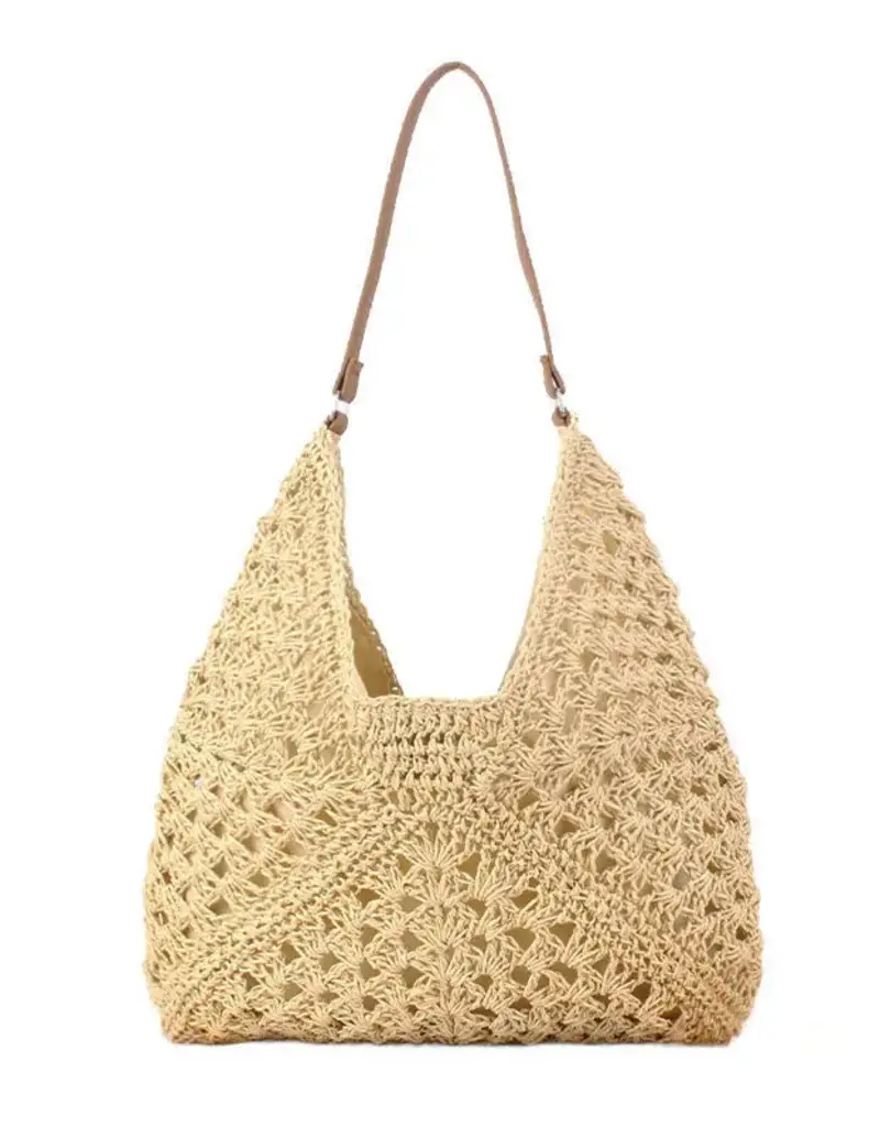 Dahlia Woven Straw Shoulder Bag  - STRAW