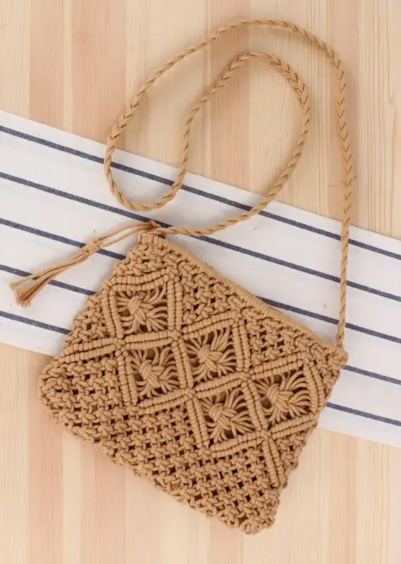 Giana Macrame Crossbody Bag - KHAKI