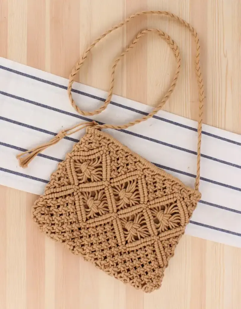 Giana Macrame Crossbody Bag - KHAKI