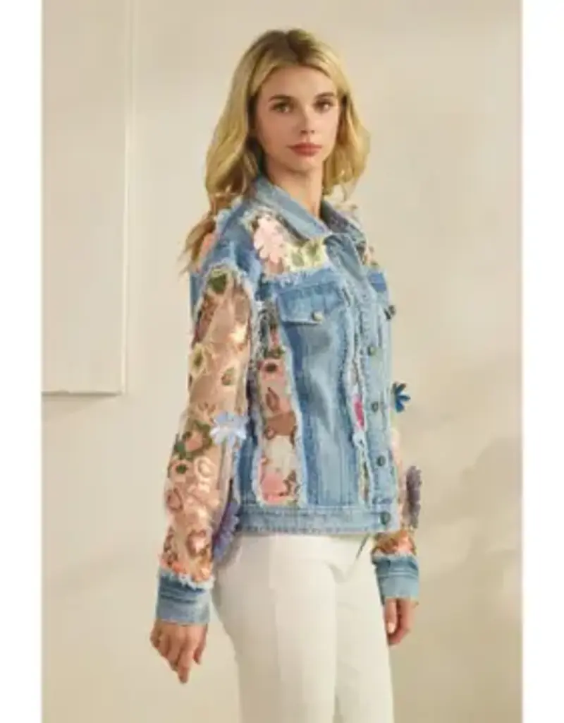 Daniella Denim Jacket with Floral Organza Inset