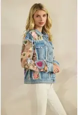 Daniella Denim Jacket with Floral Organza Inset