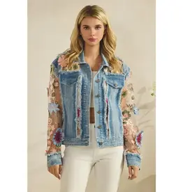 Daniella Denim Jacket with Floral Organza Inset