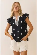 Finley Polka Dot Flutter Sleeve Top