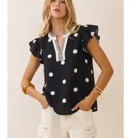 Finley Polka Dot Flutter Sleeve Top