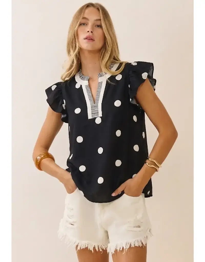 Finley Polka Dot Flutter Sleeve Top