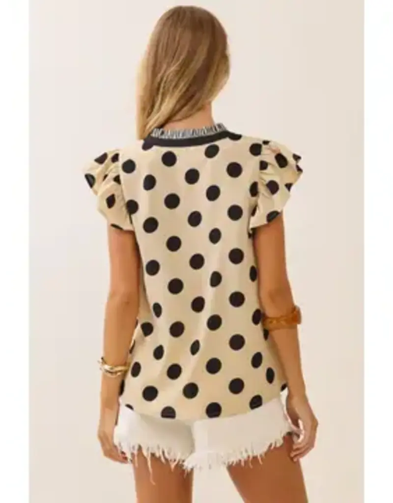 Finley Polka Dot Flutter Sleeve Top