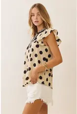 Finley Polka Dot Flutter Sleeve Top