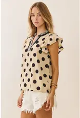 Finley Polka Dot Flutter Sleeve Top