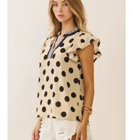 Finley Polka Dot Flutter Sleeve Top