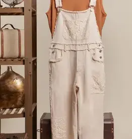 Washed Crochet Patchwork Overall