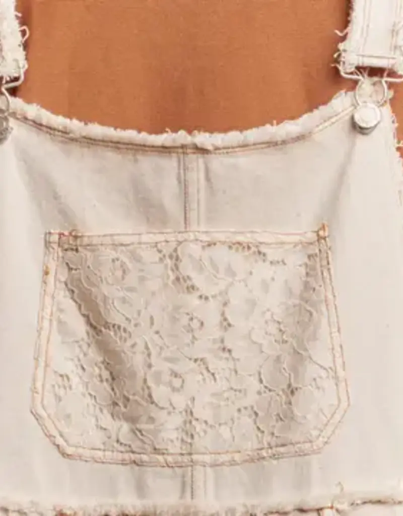 Washed Crochet Patchwork Overall