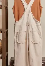 Washed Crochet Patchwork Overall