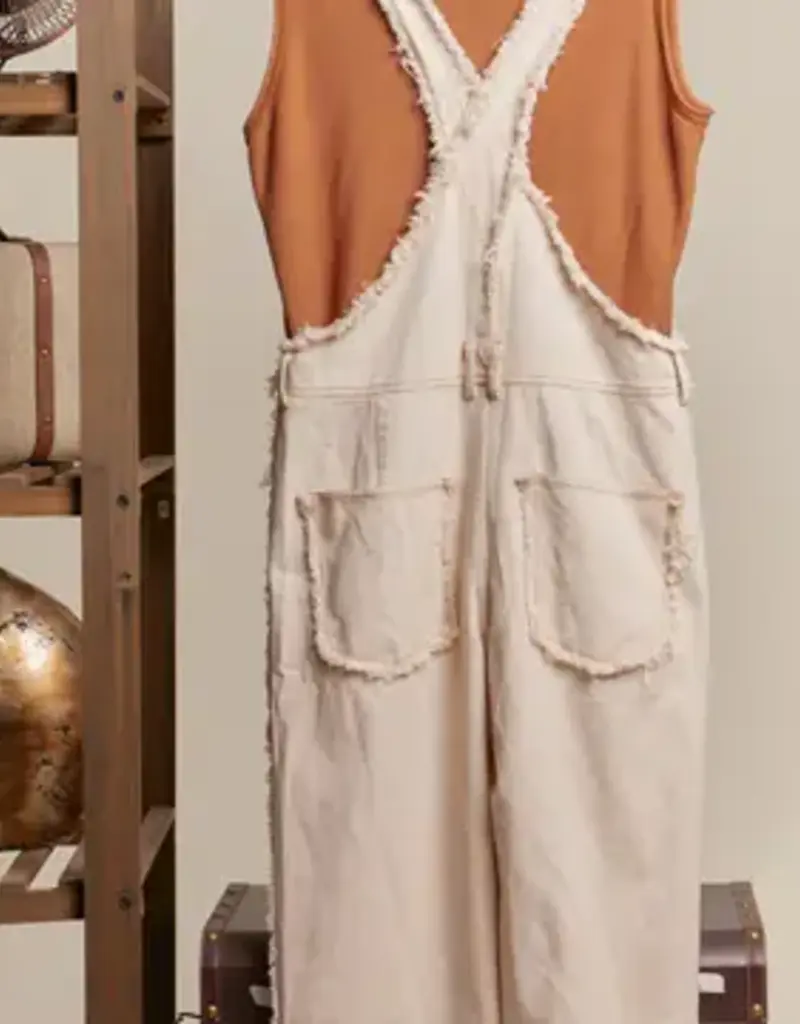 Washed Crochet Patchwork Overall