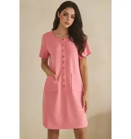 Linda Lightweight Modal Front Button Accent Dress